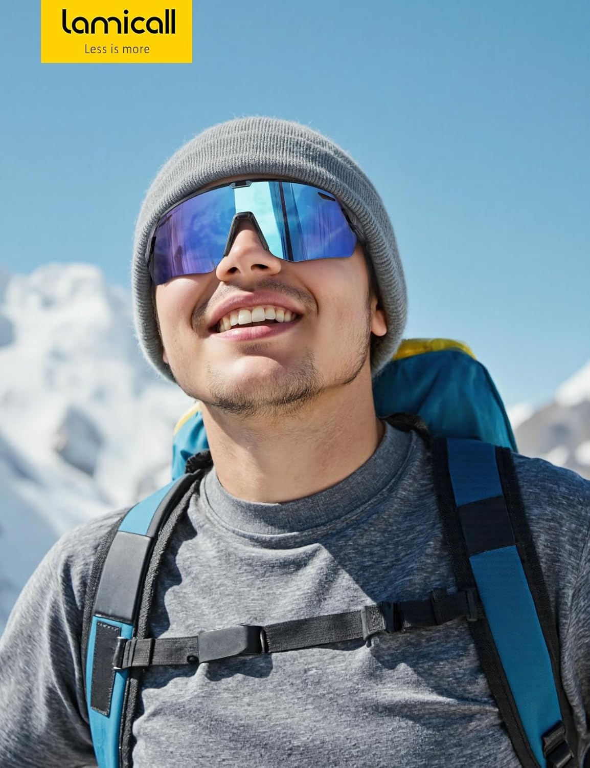 Polarized Sports Sunglasses Gray Frame Blue Green Lens