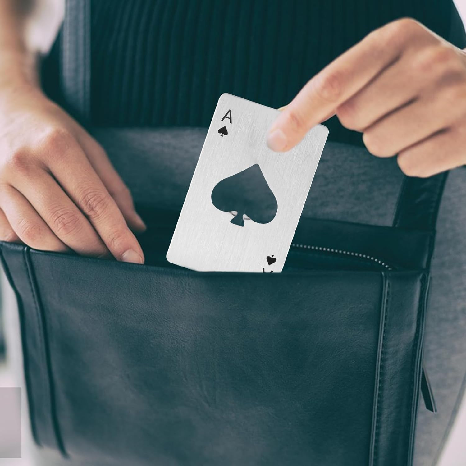 10 Pcs Ace of Spades Bottle Openers, Poker Card Bottle Openers, Stainless Steel