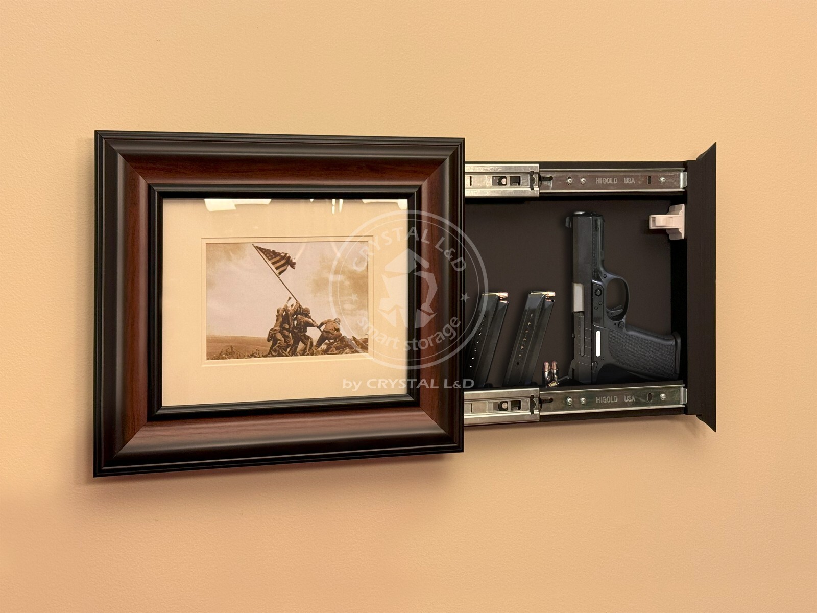 Hidden Storage Photo Frame for Gun and Valuables 14-1/2 x 12-1/2 / Magnetic Lock