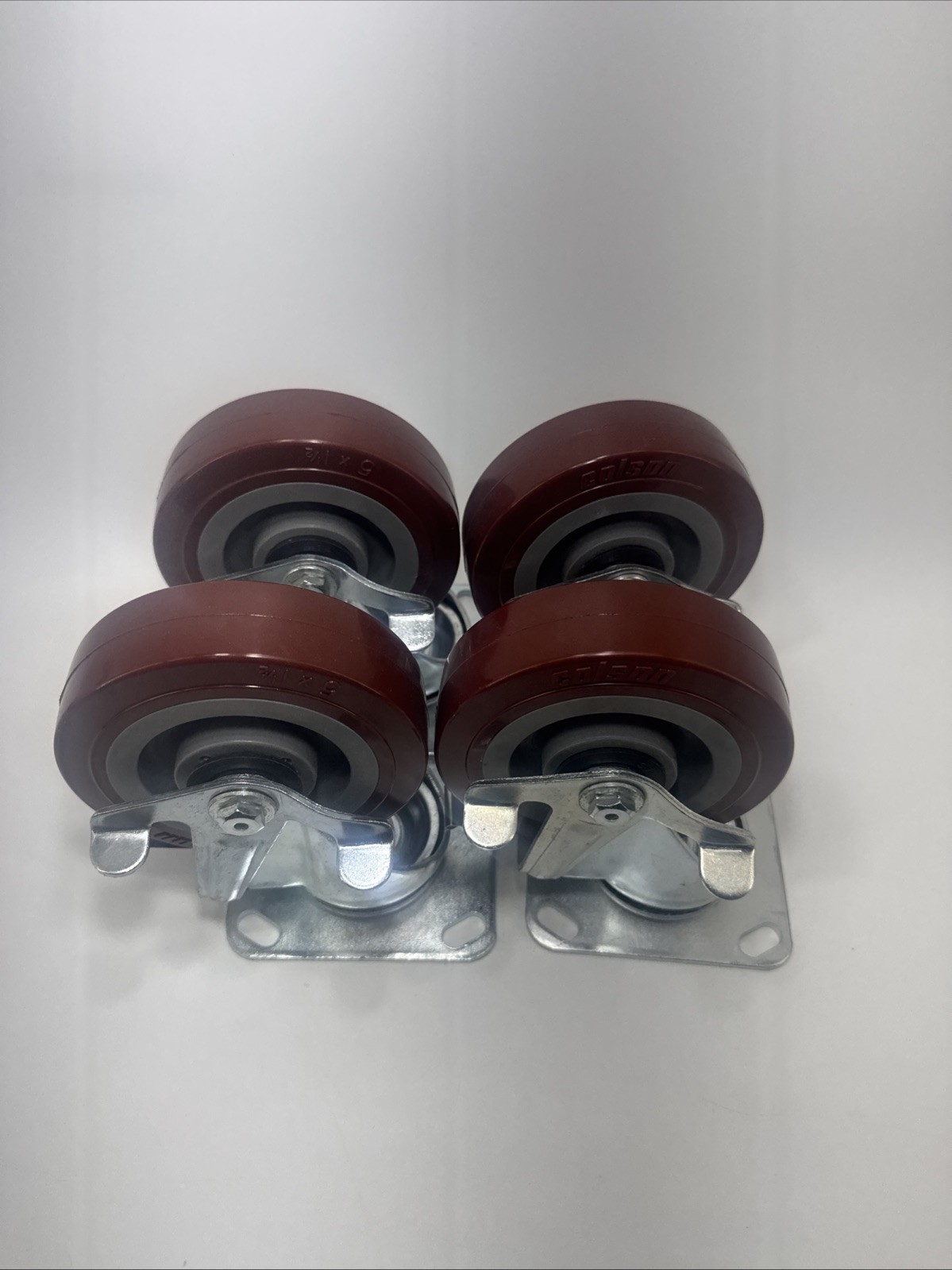 4PK Colson 5" x 1.5" Polyurethane Swivel & Fixed Caster Wheels W/ Brakes