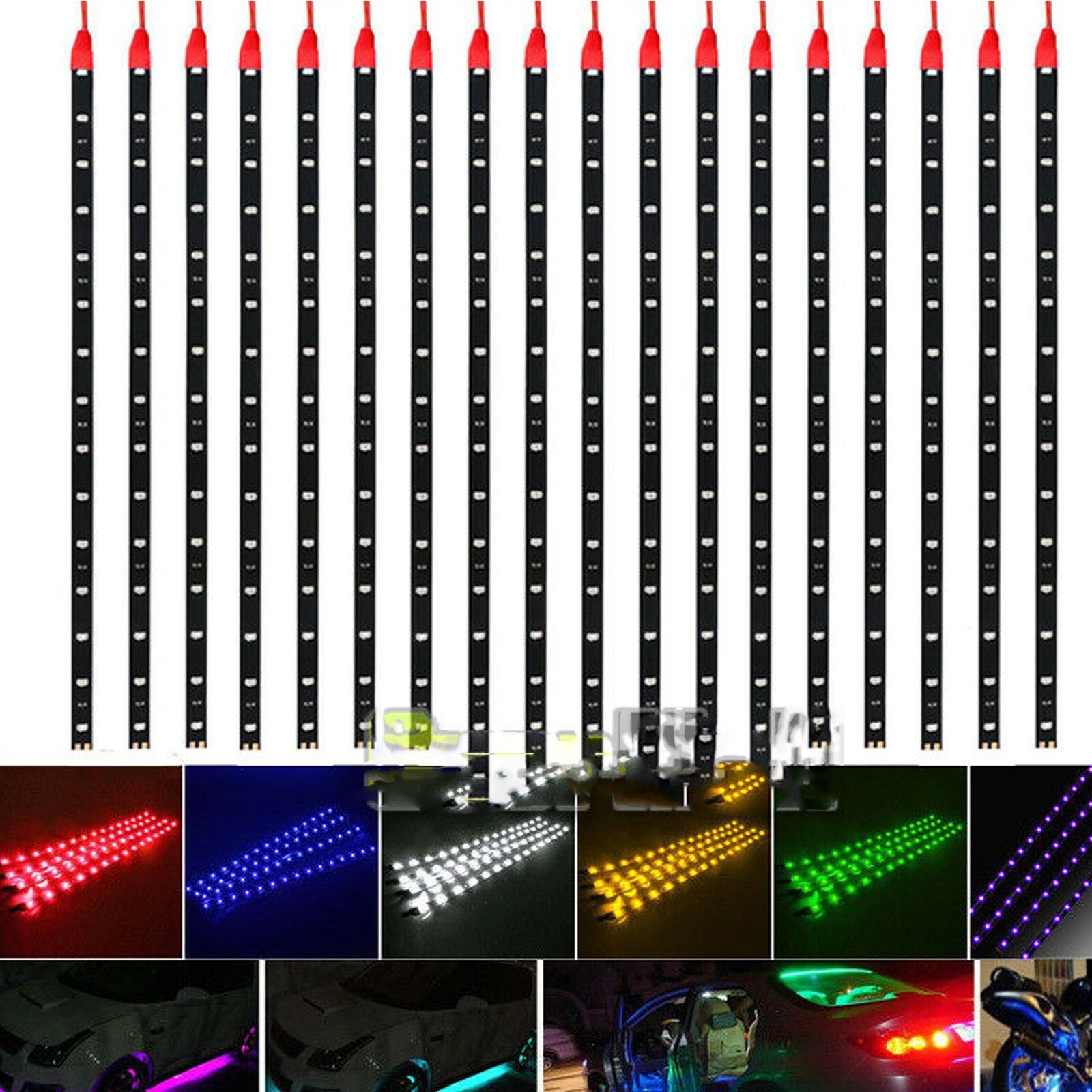 Lot Waterproof 12''/15 DC 12V Motor LED Strip Underbody Light For Car Motorcycl