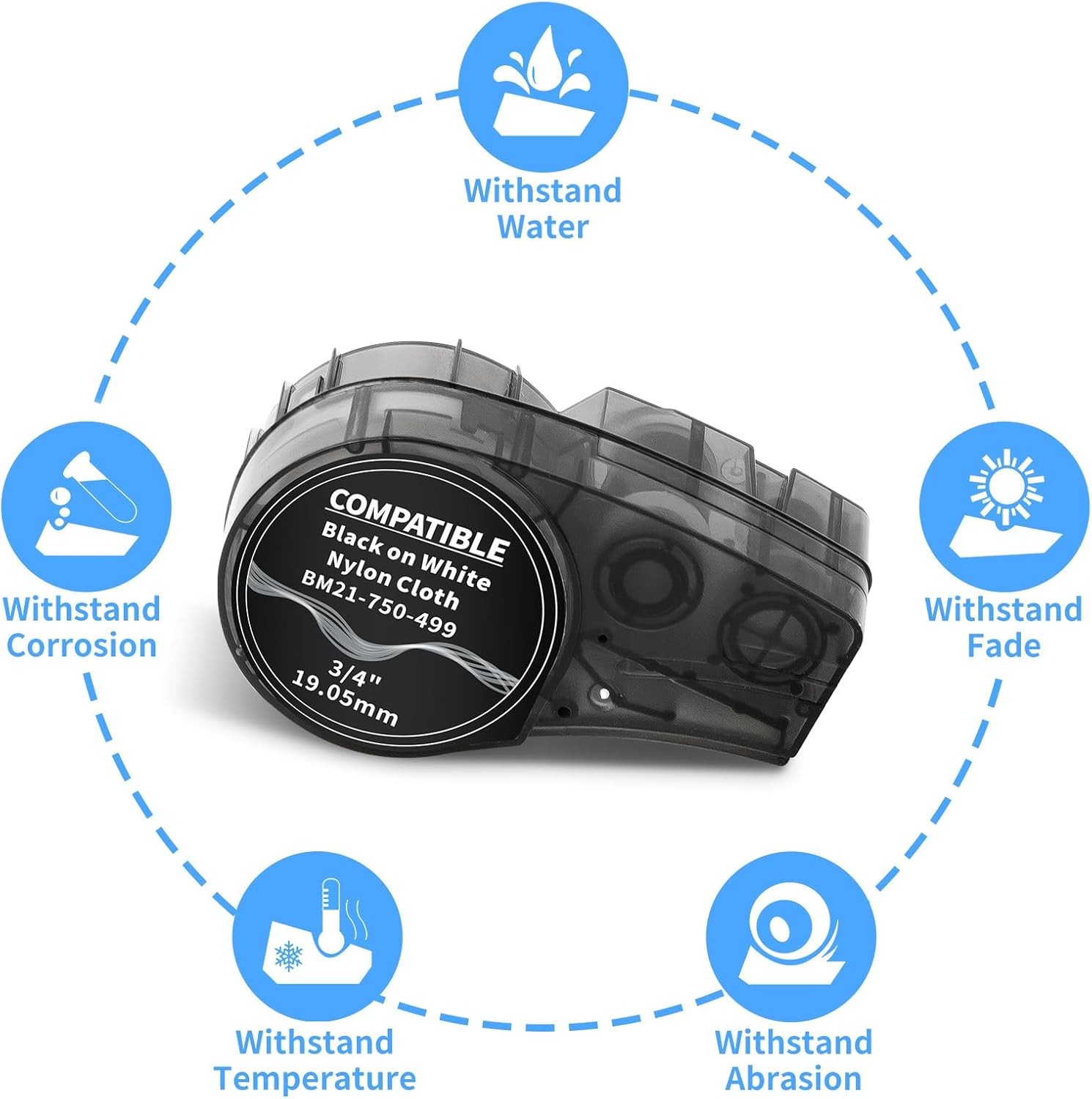 10x Brady M21-750-499 Adhesive Multi-Purpose Nylon Labels Ribbon for M21 Printer