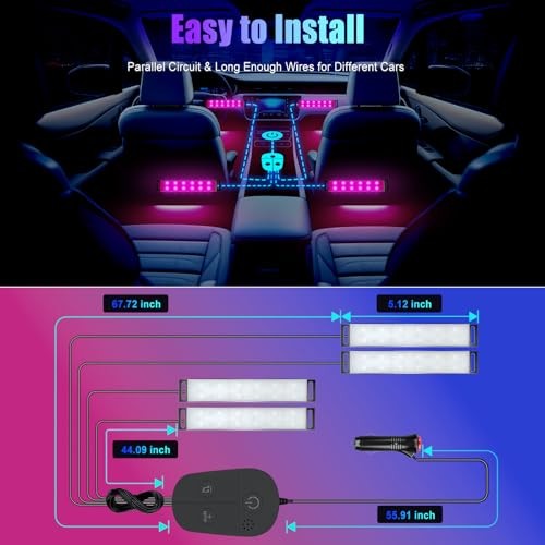 Car Lights Interior, LED Lights for Car APP+ Box Control Cigarette Lighter