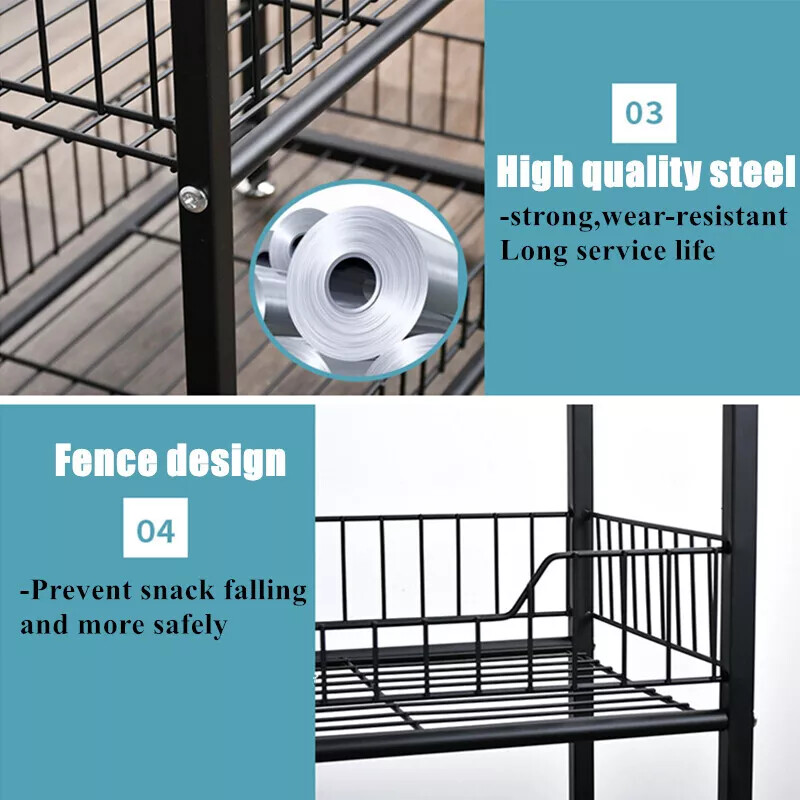 4Tier Black Retail Display Rack/Shelf/Frame/Stand Shop Freestand Snack Metal US