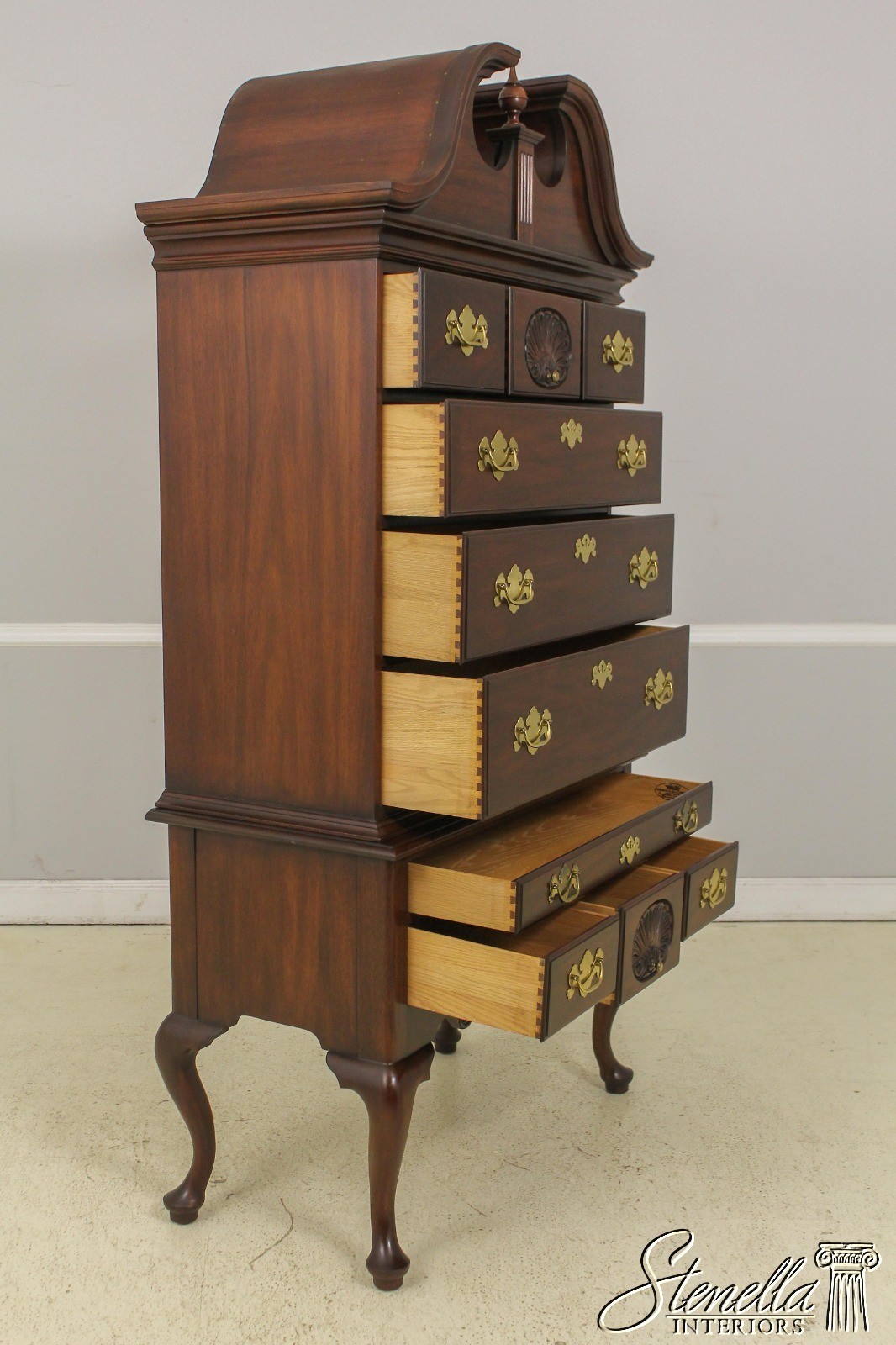 LF58143: HENKEL HARRIS 3 Part Queen Anne Mahogany Highboy