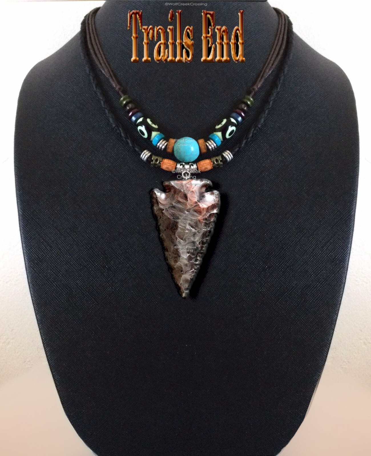TRIBAL Leather STONE ARROWHEAD Adjustable 32" Necklace Turquoise HOT! FREE SHIP'
