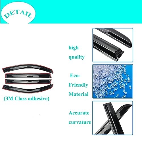 Black Outside Mount Window Rain Guards Compatible with 2018-2023 Kia Rio