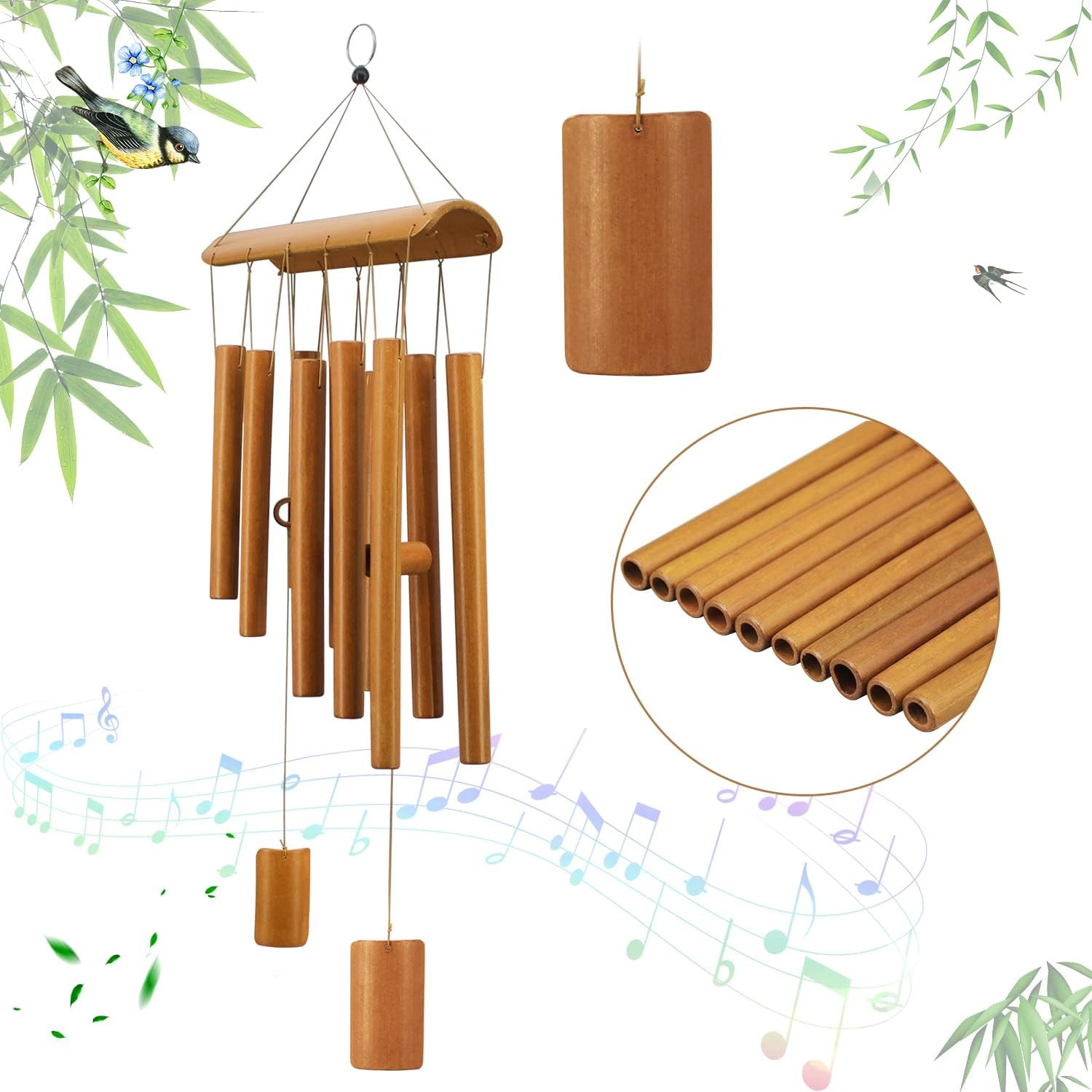 Windchimes Outdoors, Memorial Wind Chimes, Bamboo Wind Chimes for outside Cleara
