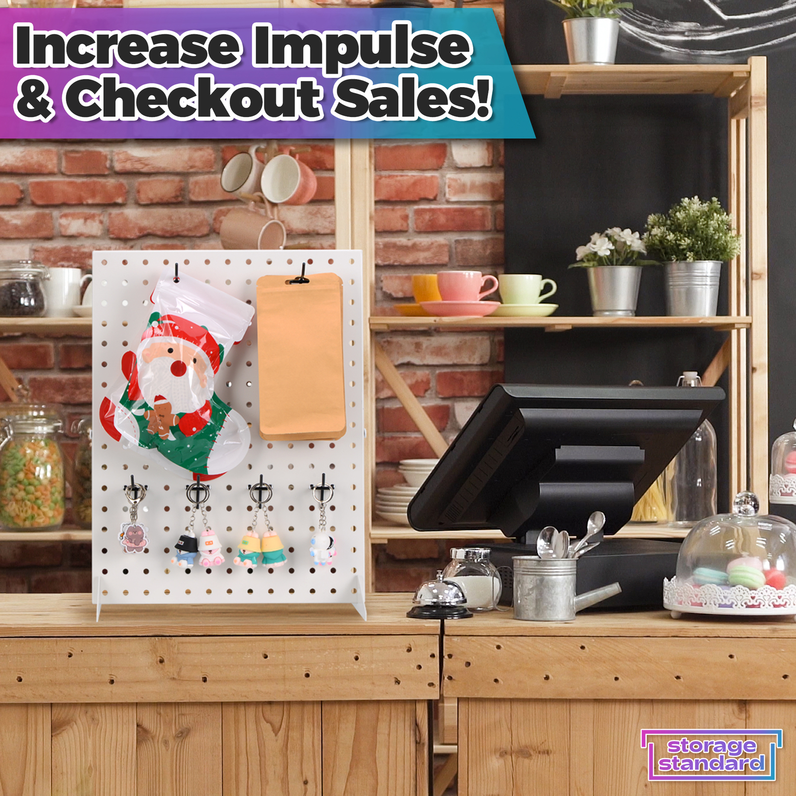 Pegboard Display Stand for Craft Shows & Fairs - Metal Display, 17" x 13” White