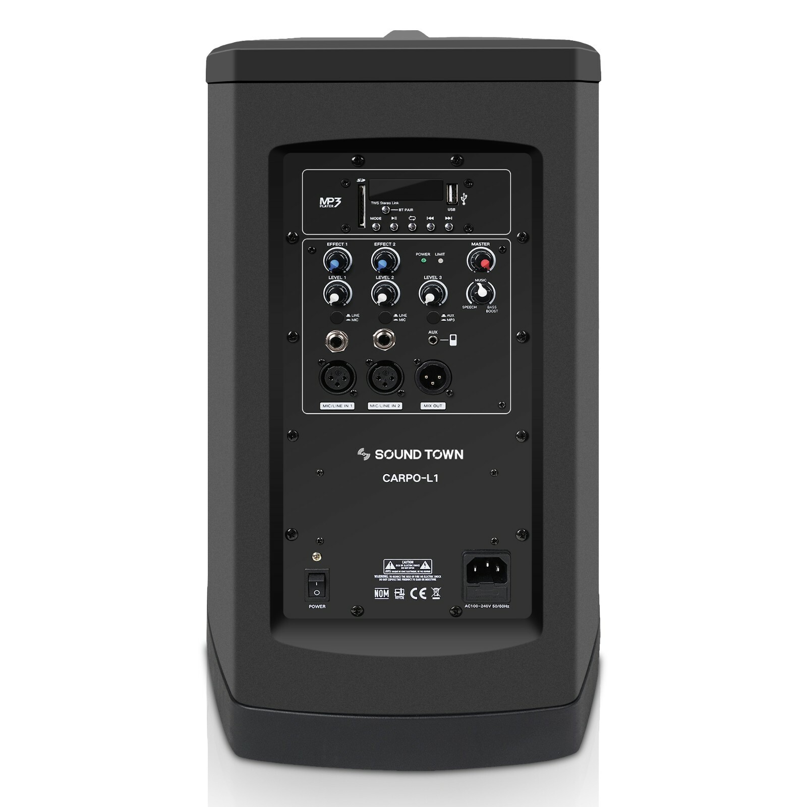 Sound Town Portable Line Array Column PA System w/h Sub Bass, Bluetooth CARPO-L1