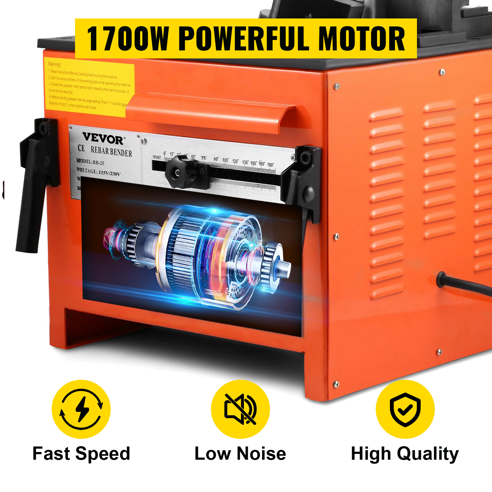 VEVOR 1" #8 Electric Rebar Bender w/ 2 Foot Controls RB-25 Bending Machine