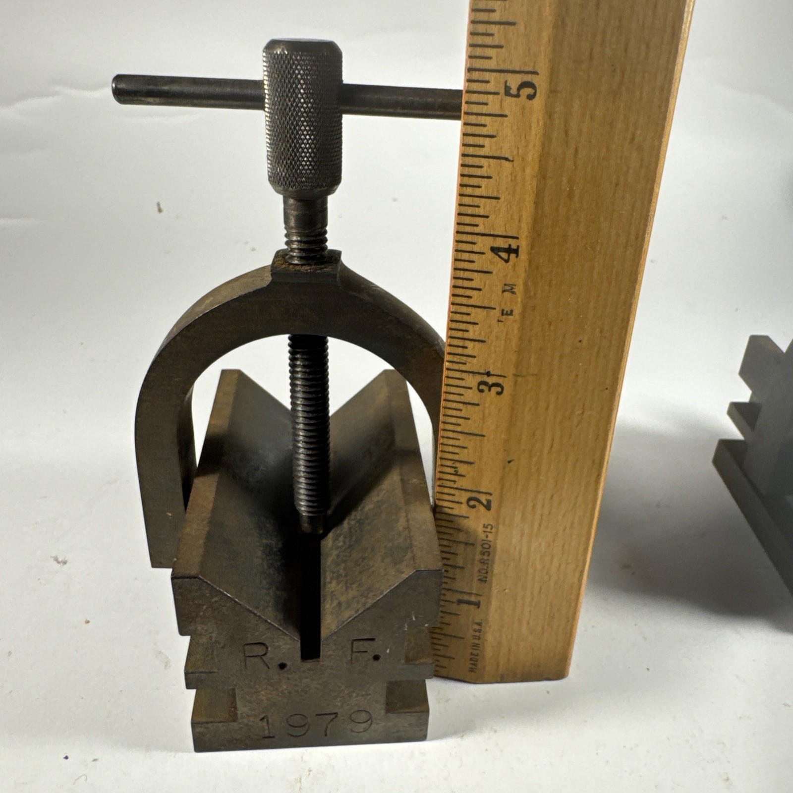 R.F. 1979 Precision V-block and clamp set Heavy Bronze 2.9 Pounds Each