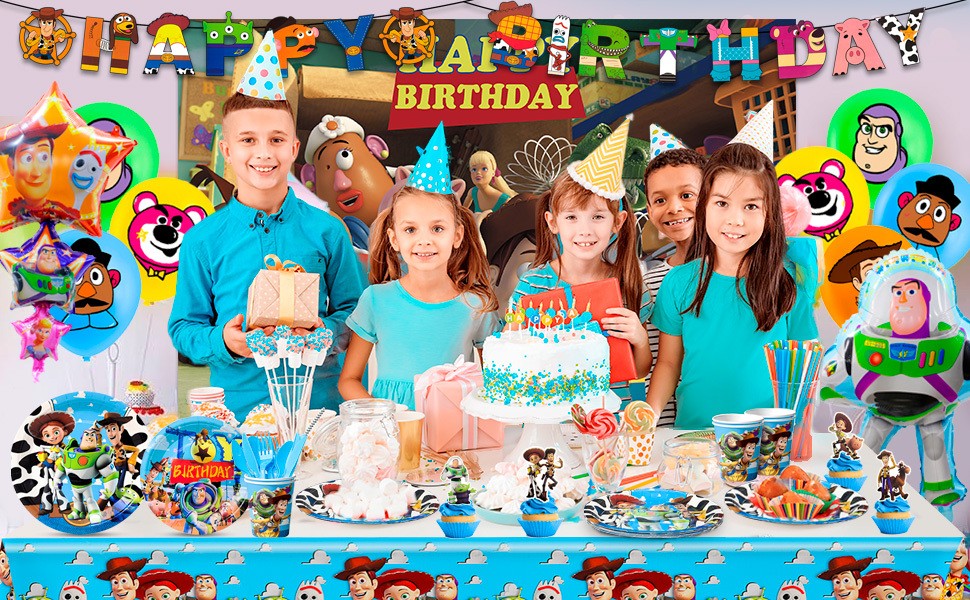 114 Pcs Toy Story Party Decorations Toy Story Birthday Tableware Balloons Plates