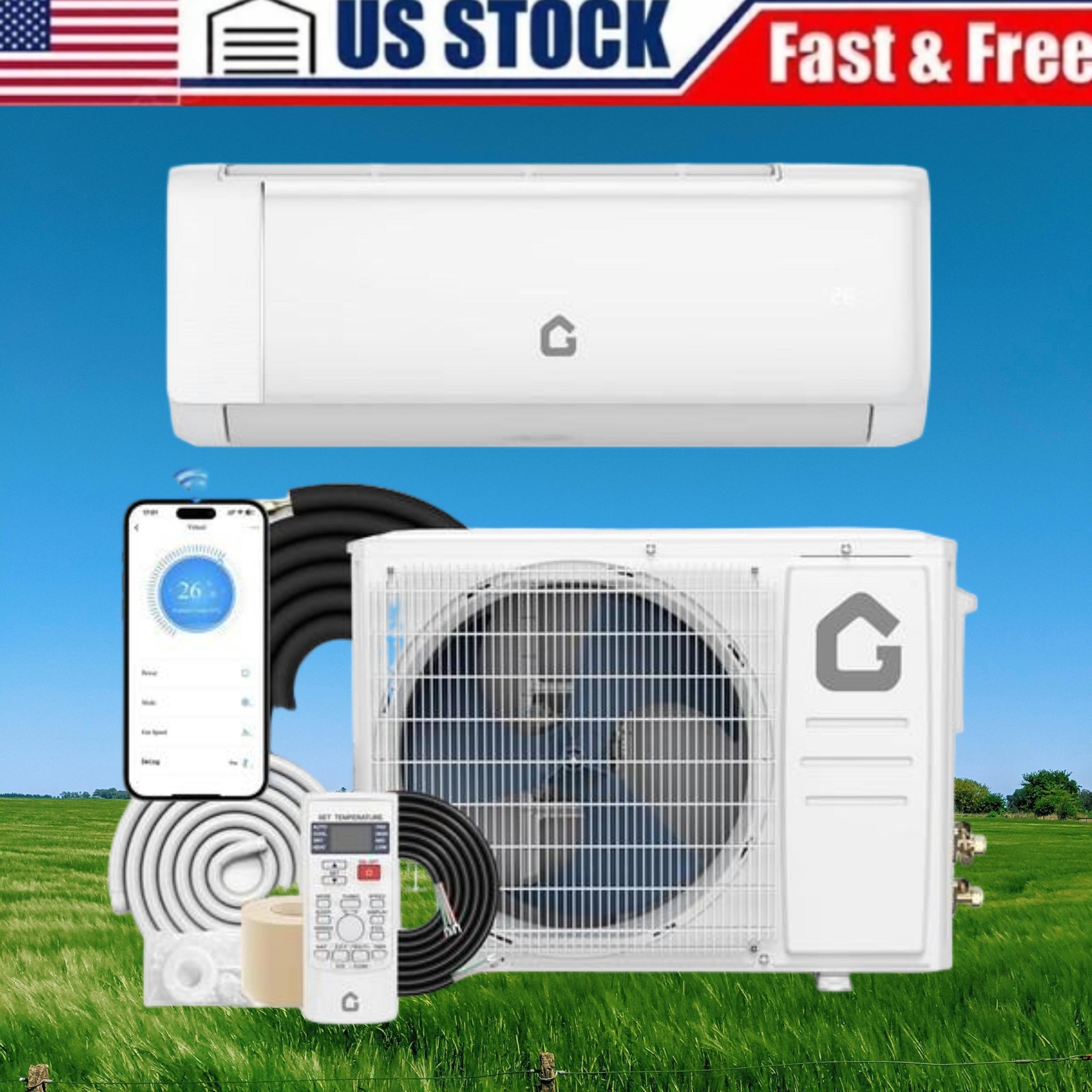 12000BTU Mini Split Air Conditioner Ductless Inverter System Heat Pump 220V WIFI