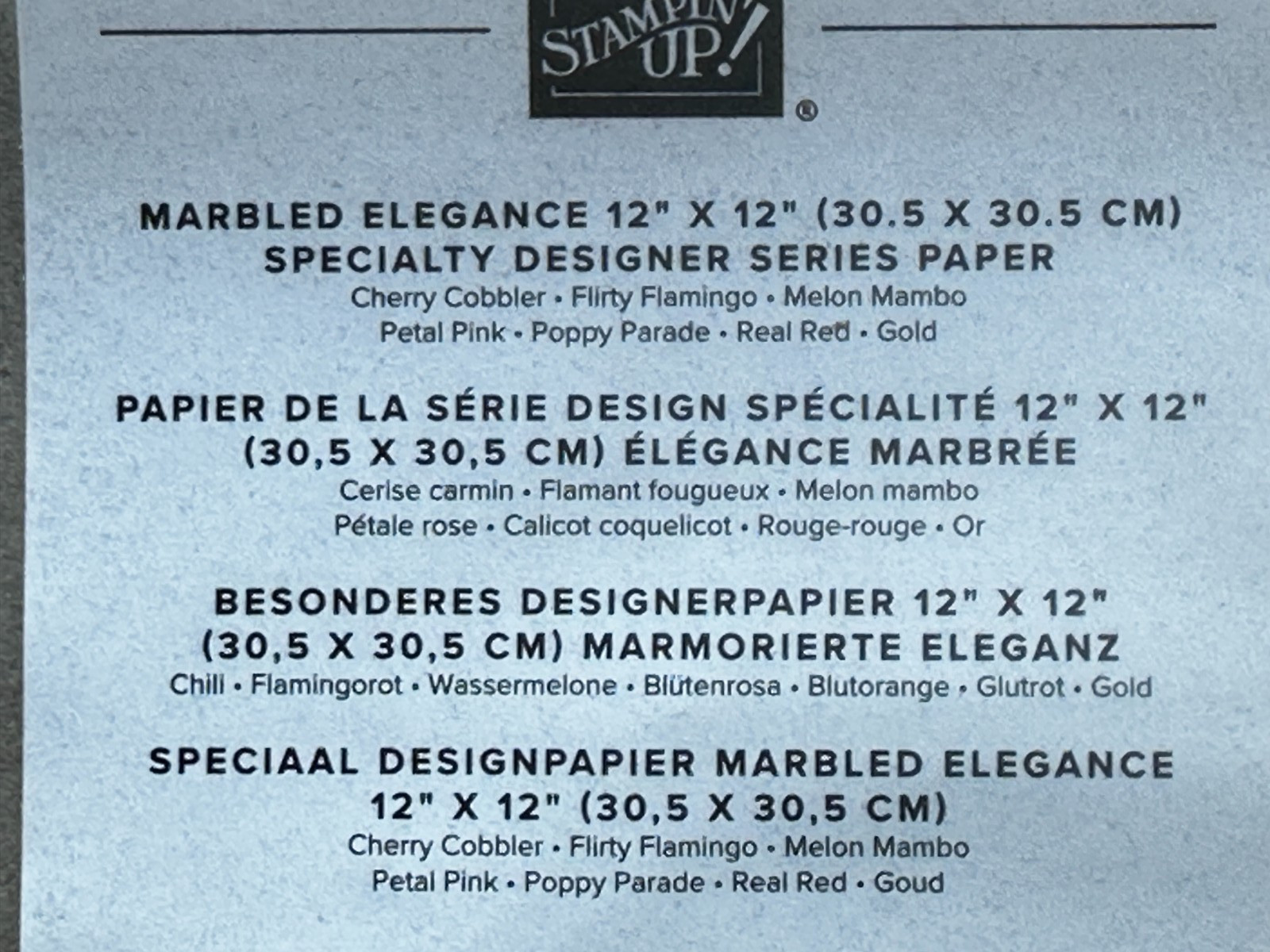Stampin' Up! Marbled Elegance 6" x 6" Specialty Designer Series Paper Pack