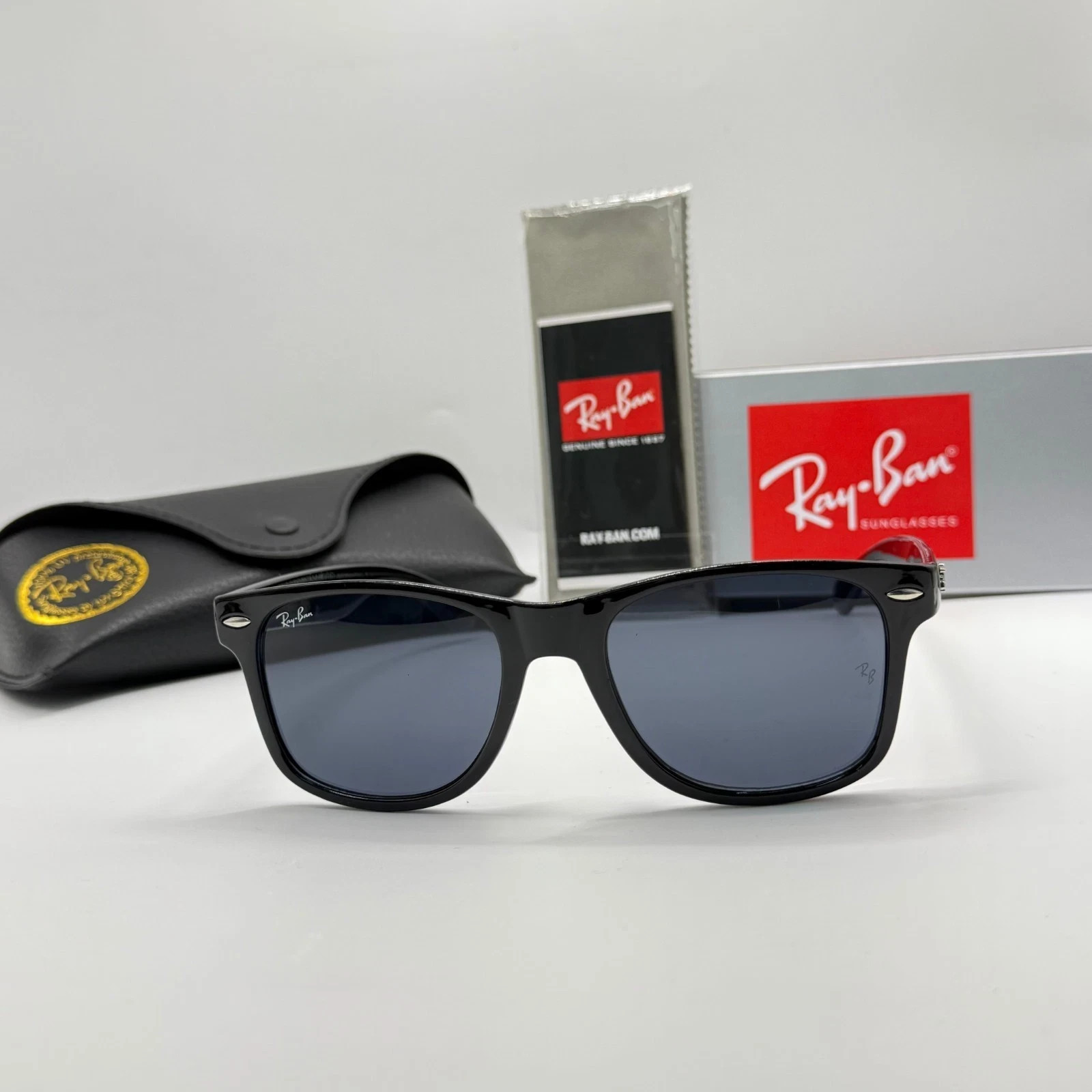Ray-Ban 2140 Sunglasses Universal Fit Black Frame 56mm Dark Lenses UV Protection