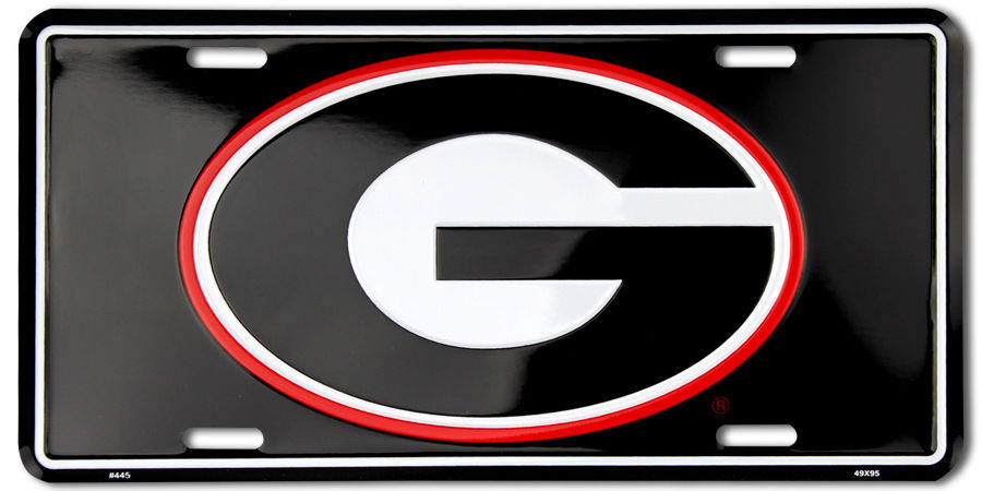 GEORGIA BULLDOGS CAR TRUCK TAG LICENSE PLATE BLACK G BULLDOGS SIGN UNIVERSITY