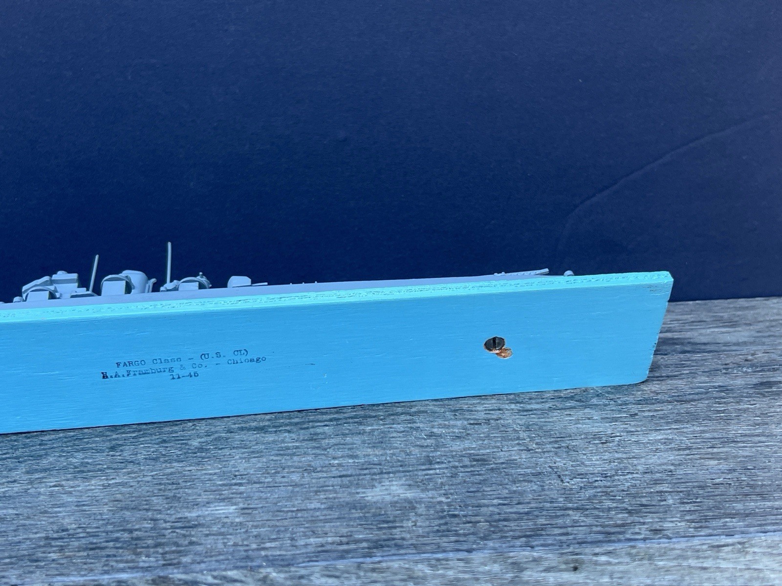 Vintage 1945 H.A. Framburg WW2 Recognition Model Fargo Class Cruiser U.S. CL