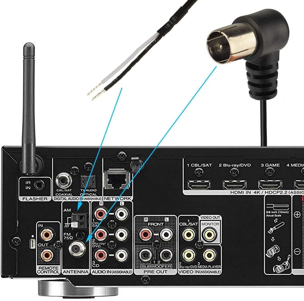 75 Ohm FM Antenna FM Antenna and AM Loop Antenna for Pioneer Onkyo Yamaha Mar...