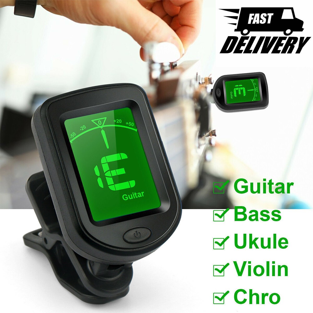 Tuner LCD Clip On Chromatic Acoustic Electric Guitar Bass Ukulele Banjo Violin