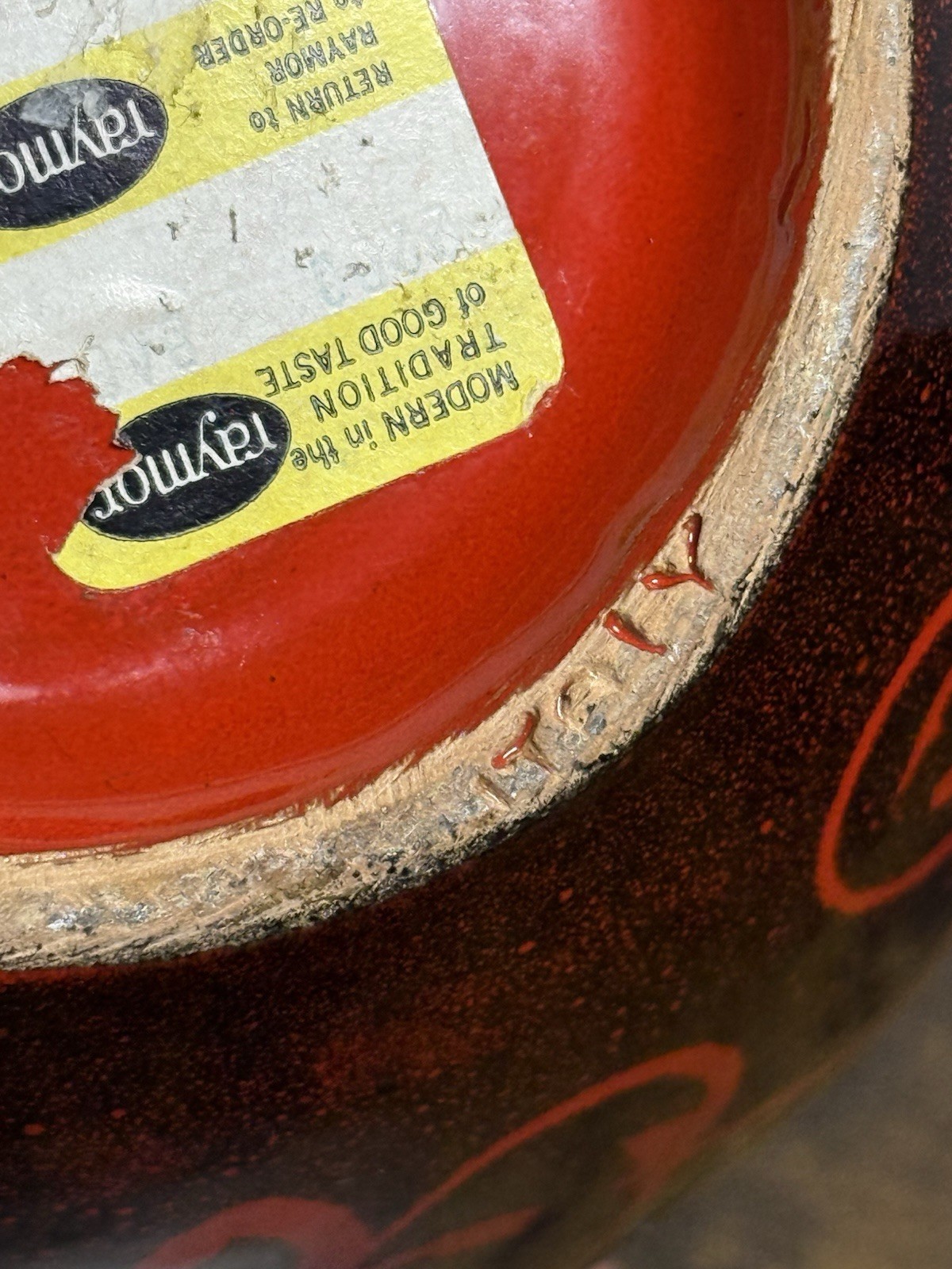 Vintage MCM Raymor Italy Pottery Vase Red & Black Beautiful Pattern MCM - Rare!