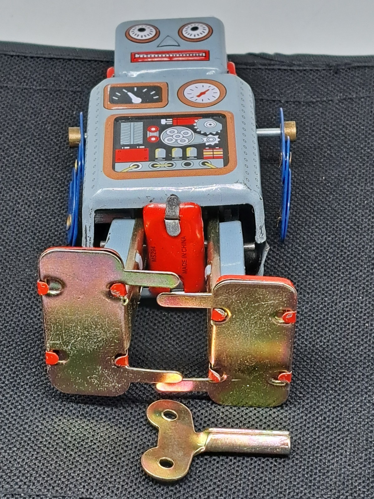 Tin Robot 4.5" Wind Up Blue Litho Retro Collectible Mini Robot MS294