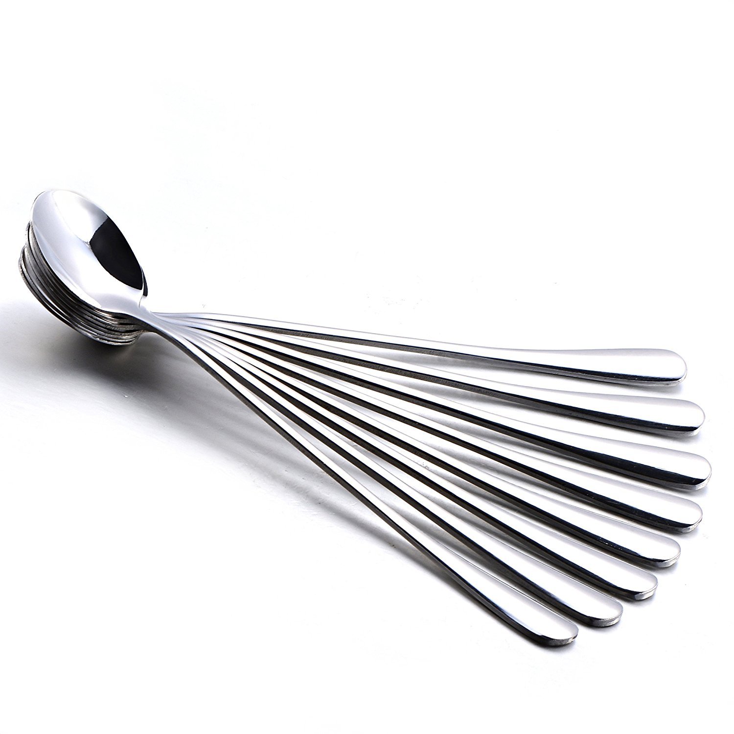 6-Pack 7.5in Stainless Steel Long Handle Mixing Spoons Iced Tea Dessert Coffee