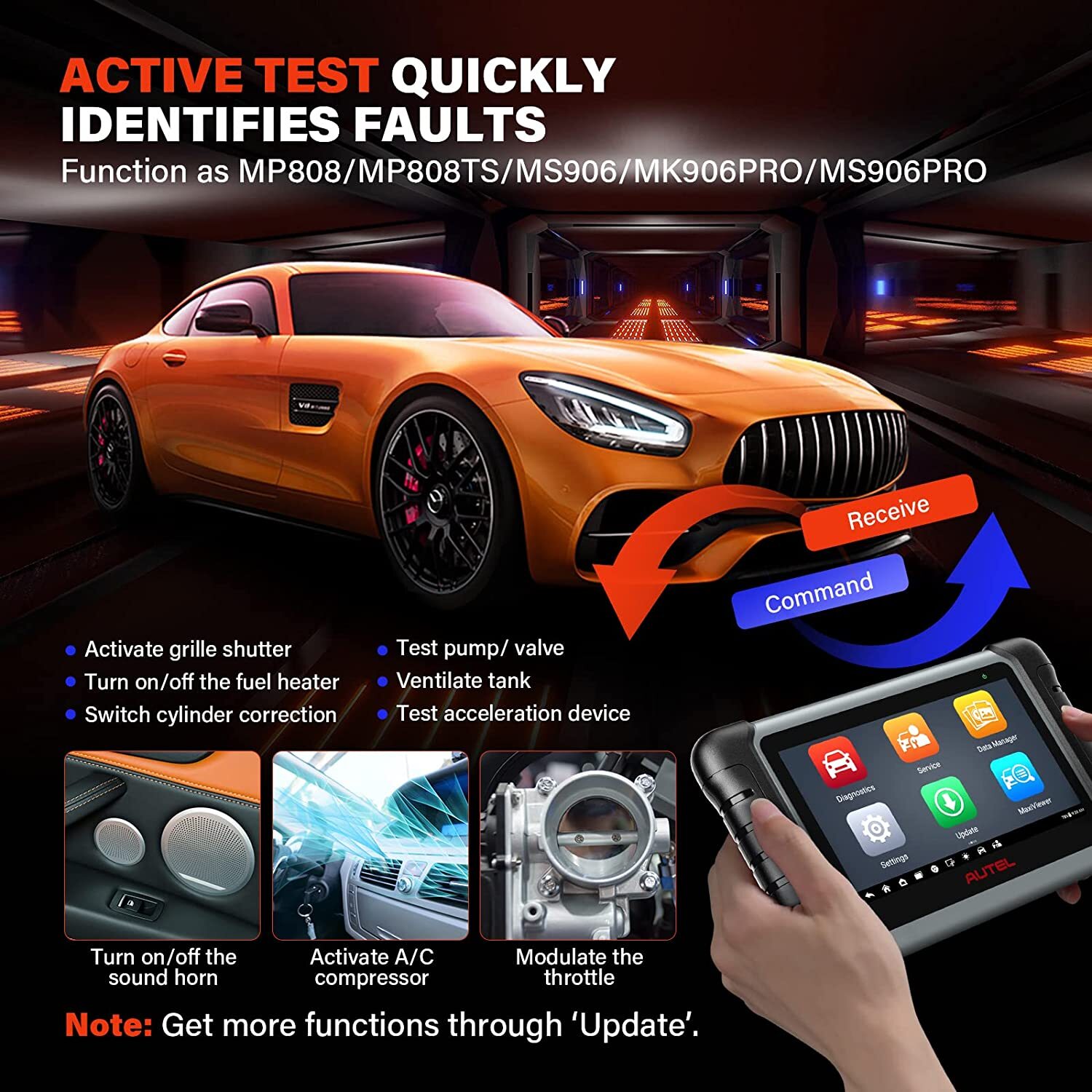 2023 Autel MaxiCOM MK808S Bidirectional Car Diagnostic Scanner Tool Key Coding