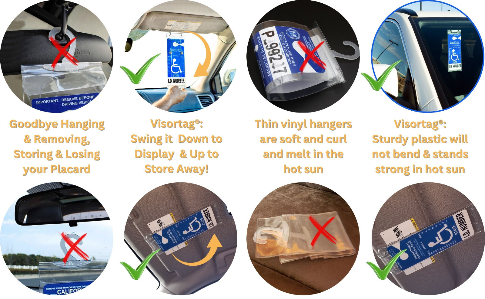 JL Safety Visortag Vertical- Best & Sturdiest Handicap Placard Holder Available!