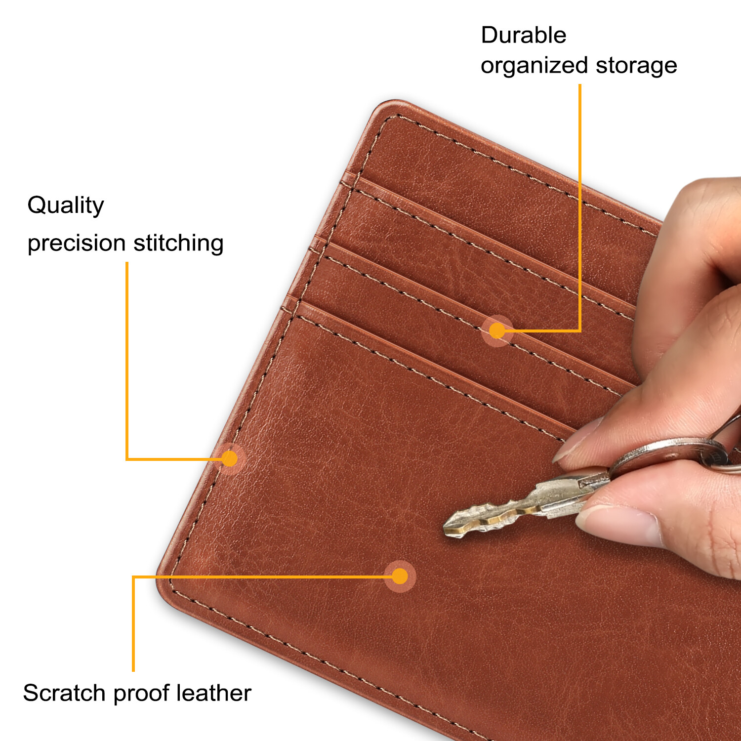 Credit Card Holder Case Sleeve with ID Window [RFID Blocking] Leather Wallet