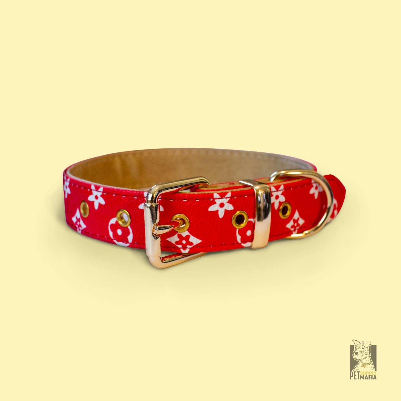 Luxury Leather Designer Dog Collar In XS, S, M, L, XL (Optional Leash Available)