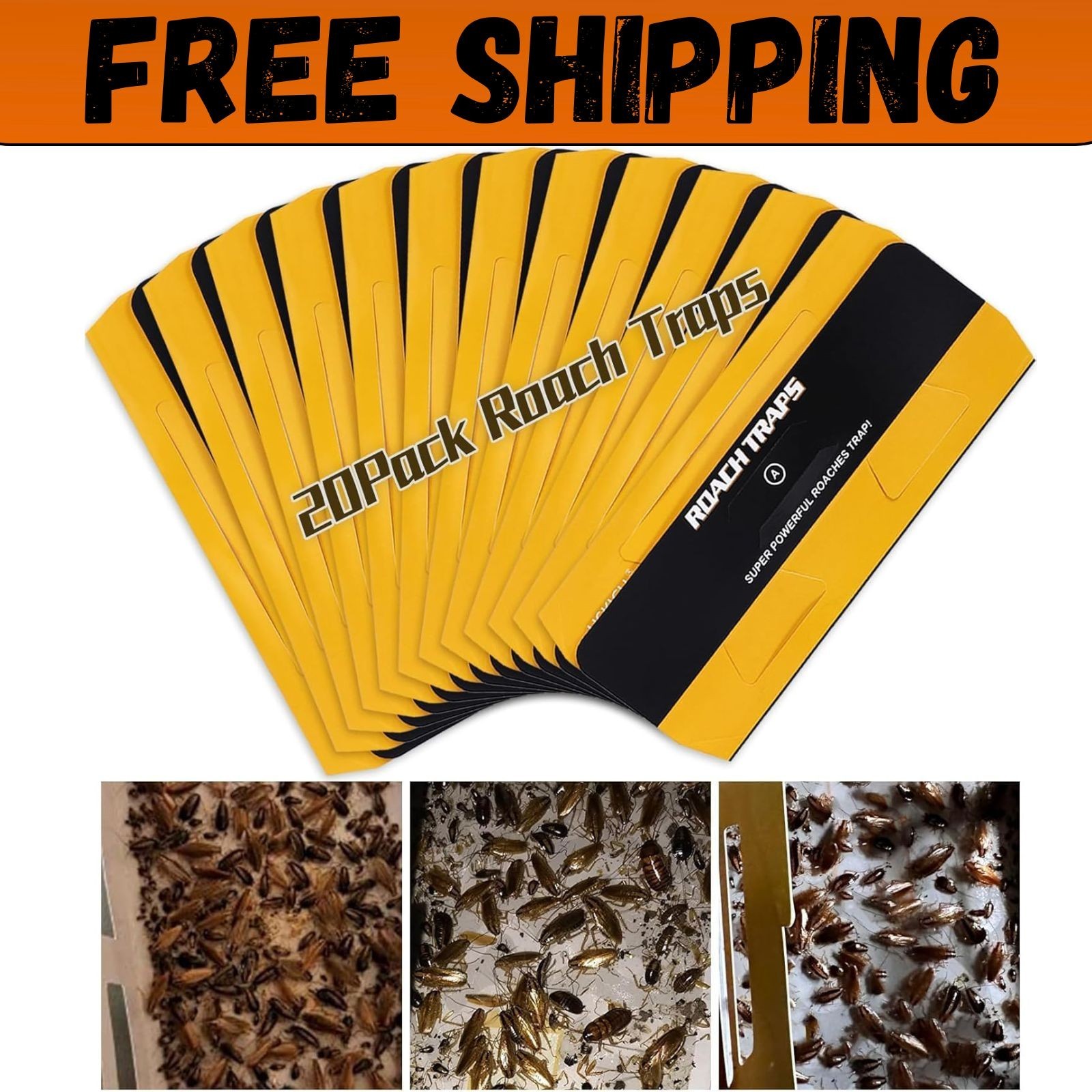 20 Pack Roach Traps – Indoor Glue Traps, Child & Pet Safe, Long-Lasting Bait New