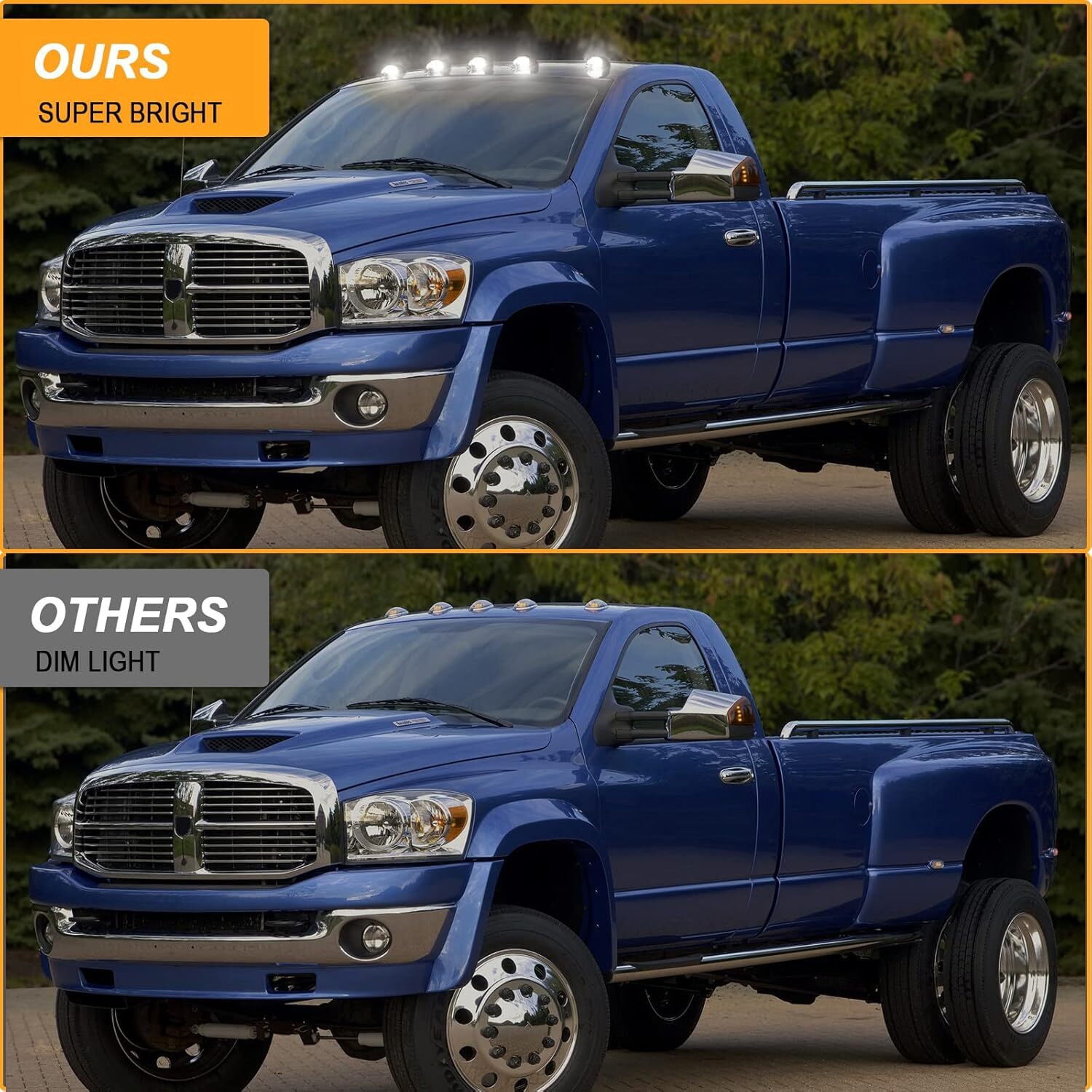 5x For Dodge RAM 1500 2500 3500 Smoked Rooftop Cab Running Marker Light LED