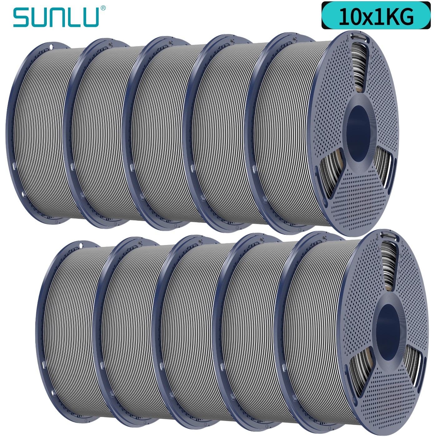 10×1KG Sunlu 1.75mm PETG PLA+2.0 PLA Matte Meta Marble EABS SILK TPU Filament