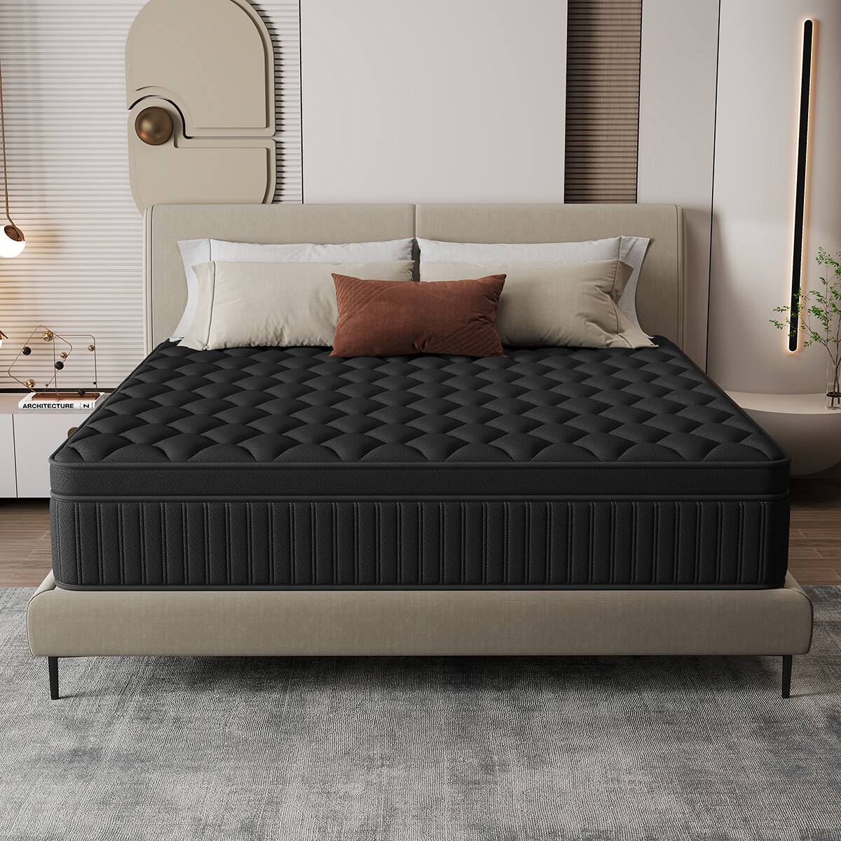 12/14 Inch Queen Size Mattress in a Box Gel Memory Foam Hybrid Pocket Spring Bed
