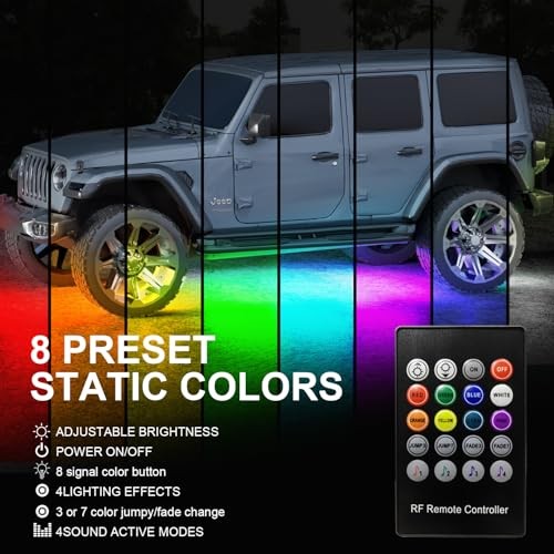 Underglow Car Lights, 4 pcs RGB-IC Smart LED Lights with APP and Multicolor