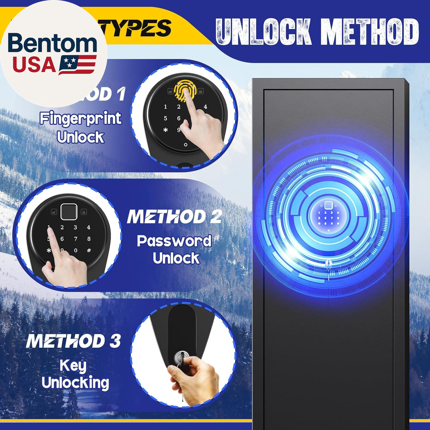 8-12 Gun Safe for Rifles and Pistols,Biometric Fingerprint Lock,No Assembly Requ