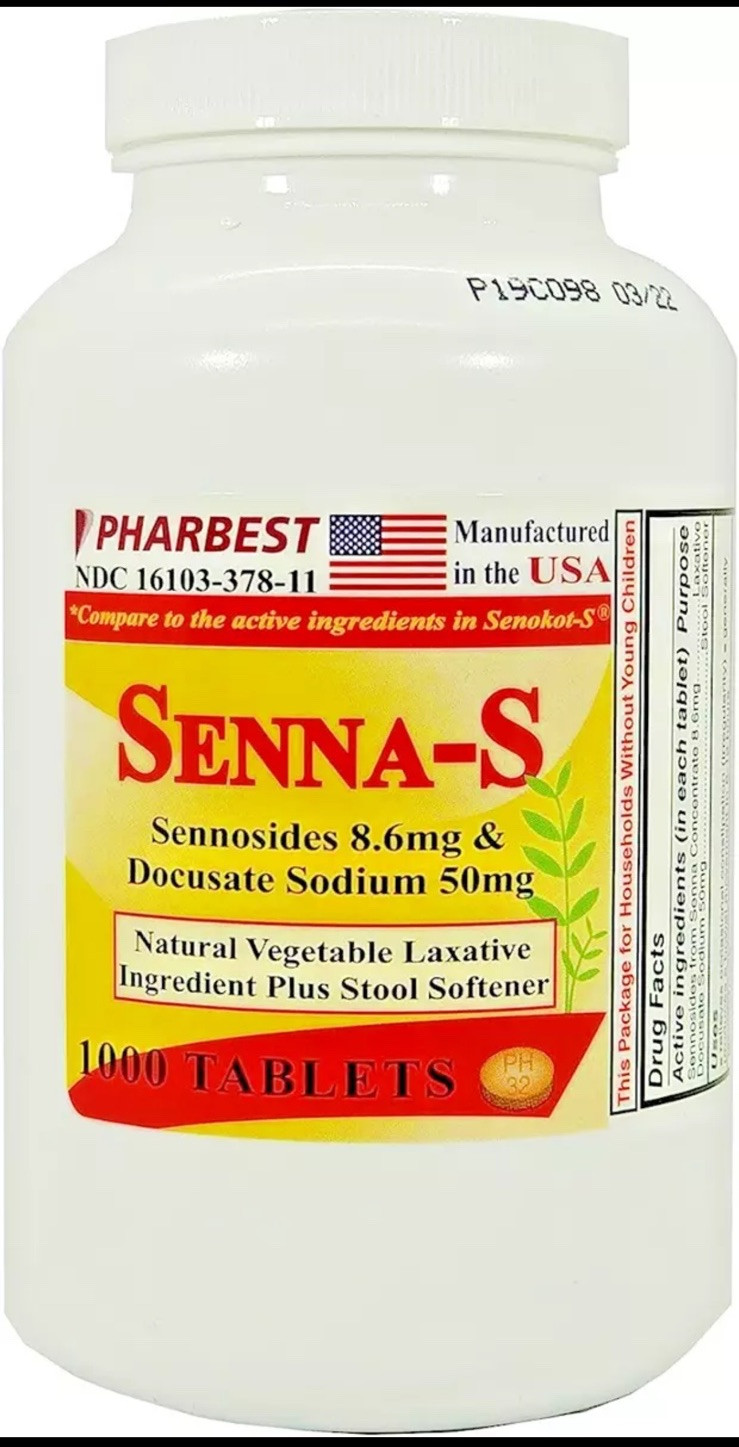 Senna Plus 8.6 Mg & Docusate Sodium 50 mg Generic for Senokot-S 1000 Tablet 9/26