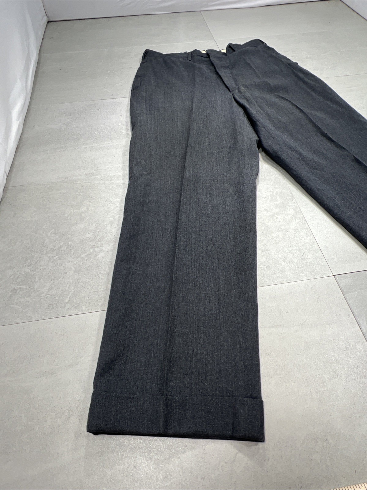 Vintage 50’s 60s Wool Dress Trousers Pleated Cuffed Conmar Zipper USA Gray Ivy