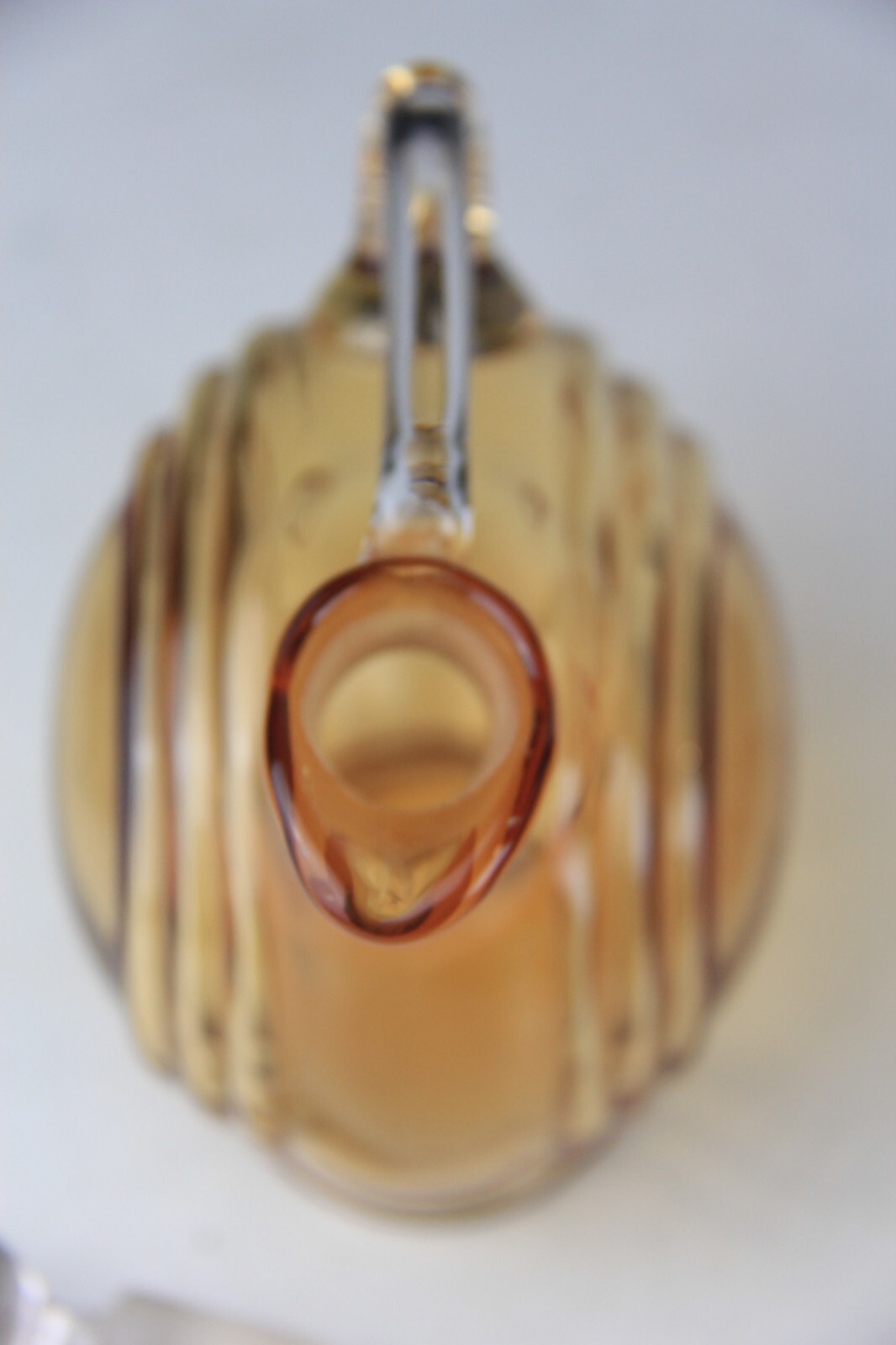 Scarce Cambridge Glass Amber Nautilus Decanter w/6 Small Cordials Tumblers