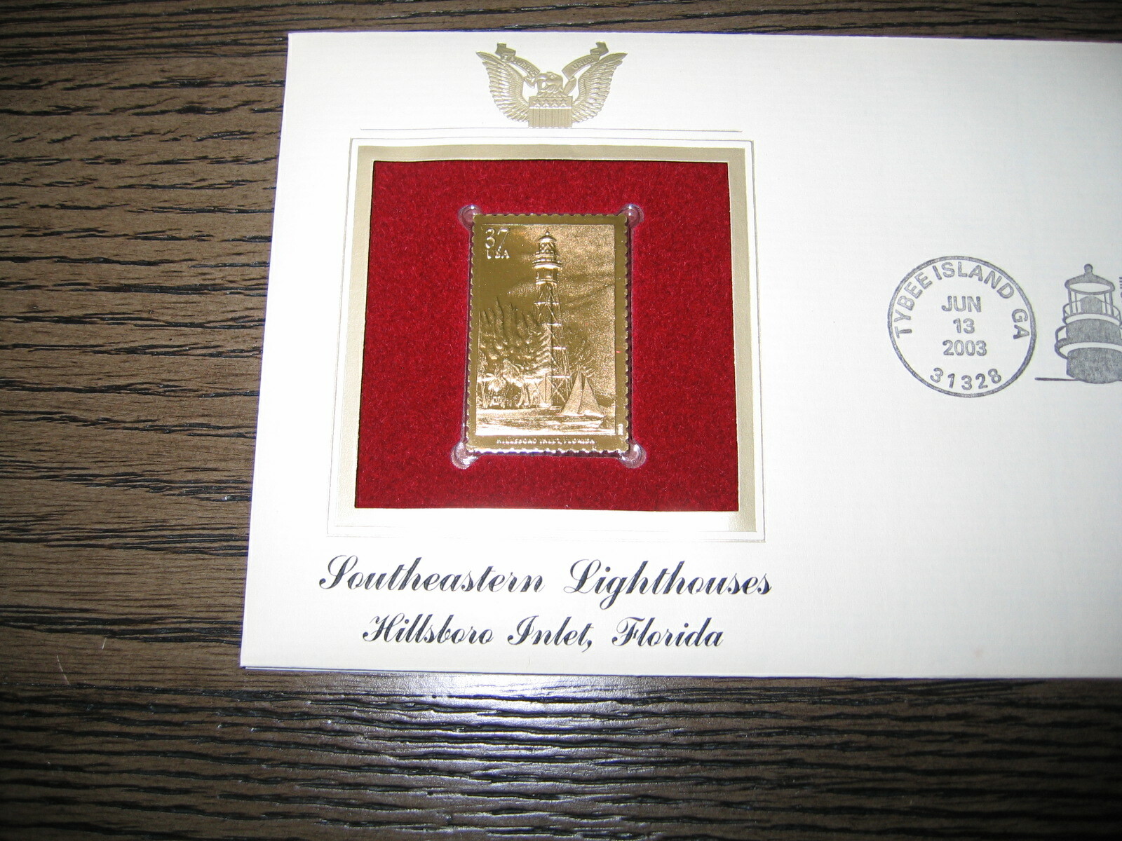2003 Southeastern Lighthouses Hillsboro Inlet Florida Golden Cover replica STAMP
