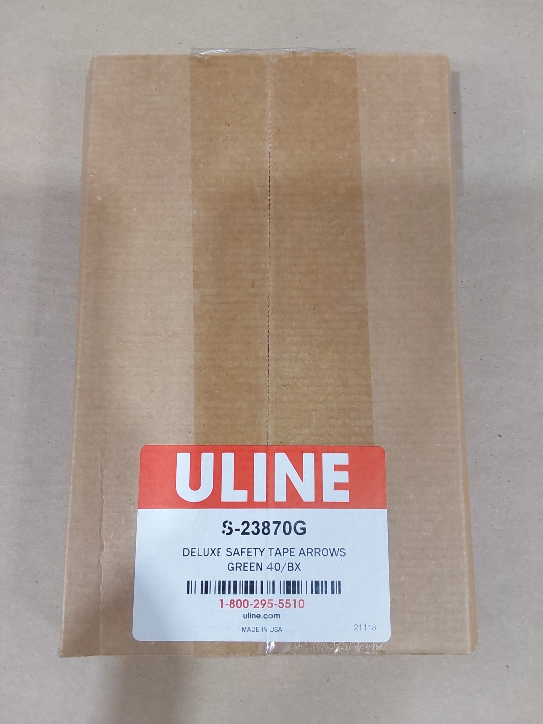 ULINE S-23870G Deluxe Safety Tape Arrows Green 40/box