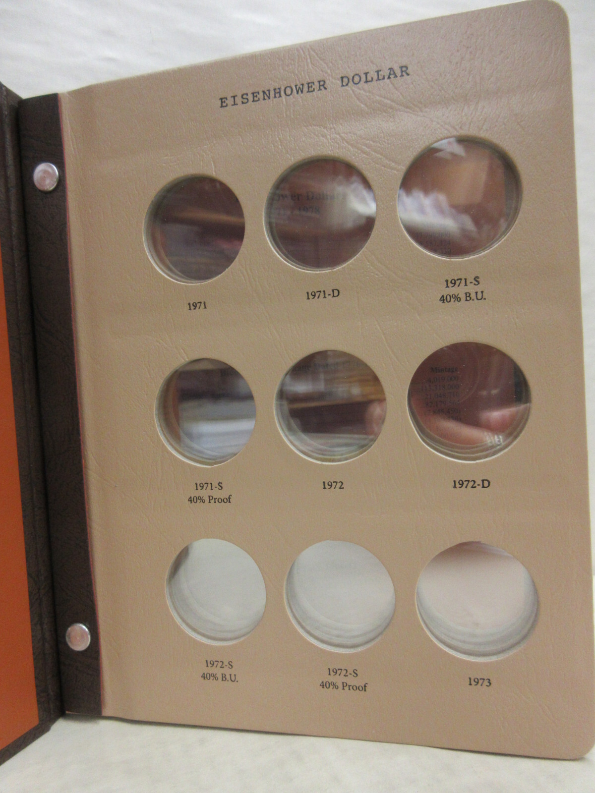 Dansco Coin Album #8176 Eisenhower Ike Dollars 1971-1978 with Proofs (P D & S)