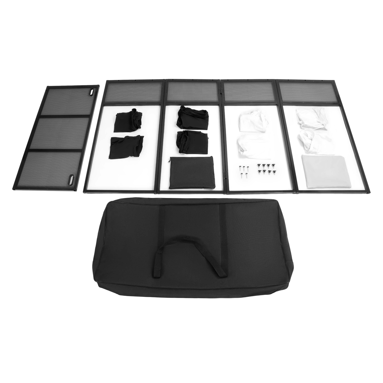 White Black DJ Event Table Facade Scrim Metal Built in Flat Table w/ Travel Bag