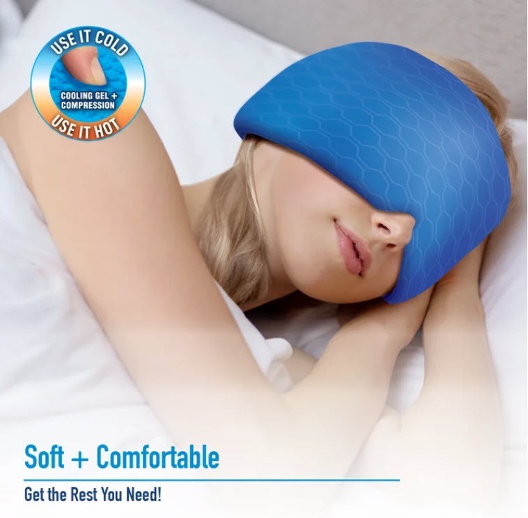 NEW! Miracle HEADACHE (Cooling 360°) RELIEF. Cooling + Compression, Cold or Hot