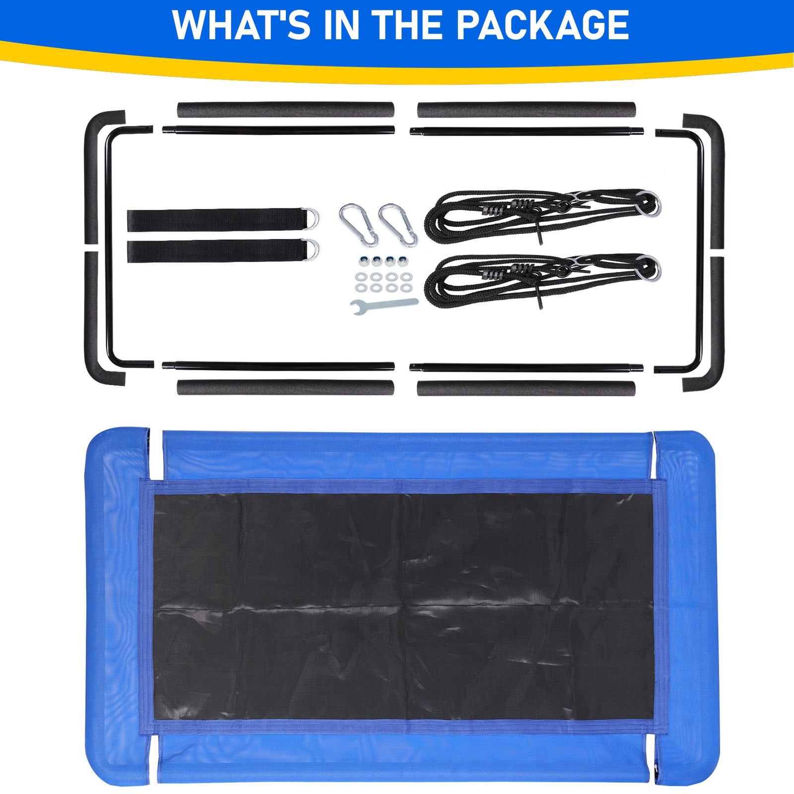 60" Rectangle Platform Tree Swing for Kids and Adults with 2 Hanging Straps Blue