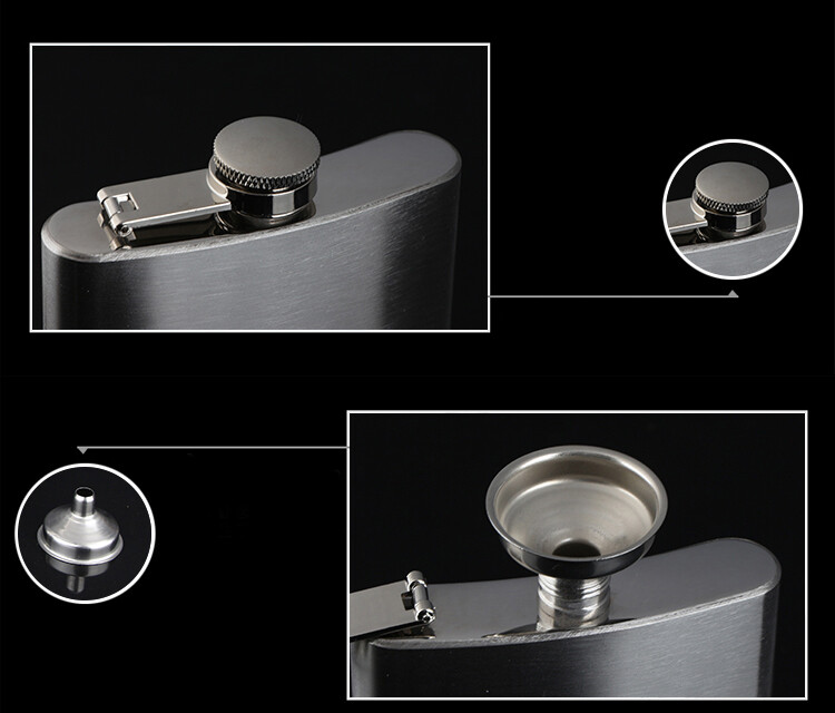 7oz Pocket Flask with Funnel Stainless Steel Portable Wine Pot 190ml