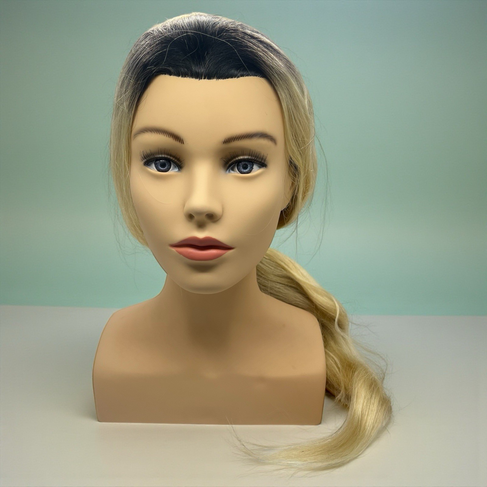 24" Cosmetology Mannequin Head 100% Human Hair Haircut Styling Training Doll