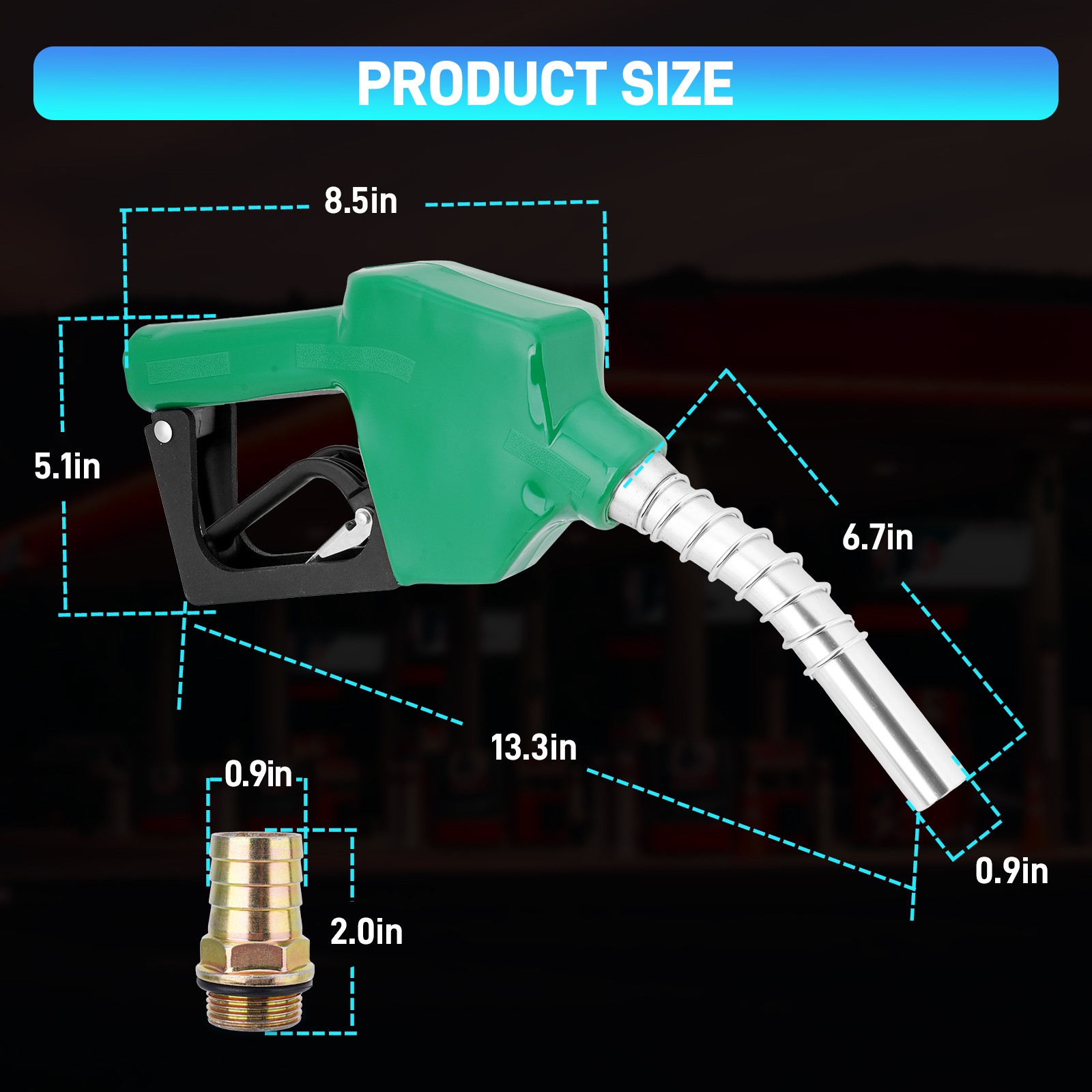 3/4" NPT Automatic Fuel Nozzle Shut-Off Fuel Nozzle Gas Pump 13/16" Spout Diesel