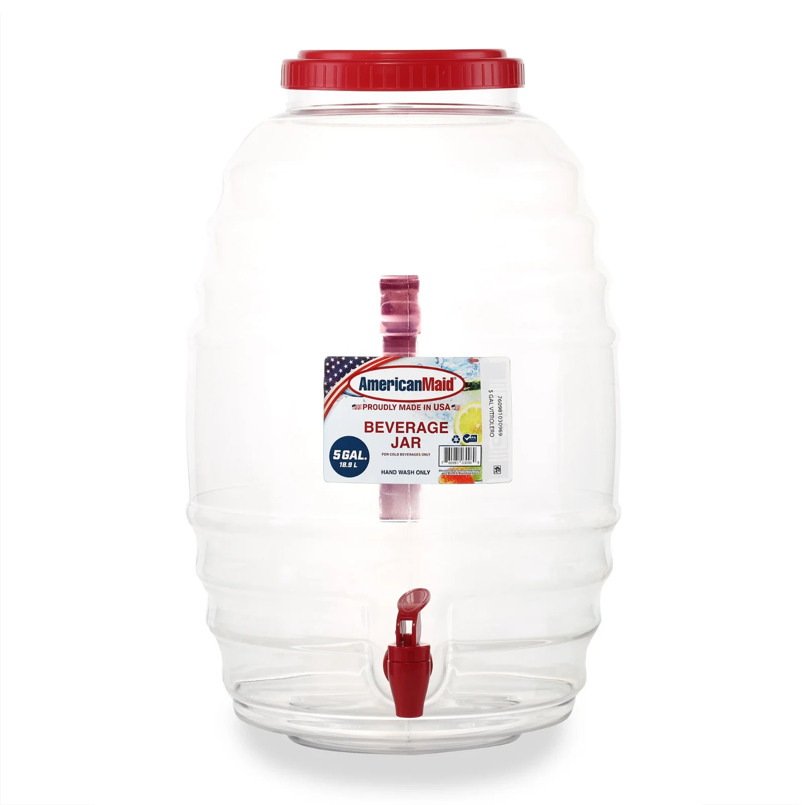 American Maid 5 Gallon Vitrolero Red Beverage Dispenser